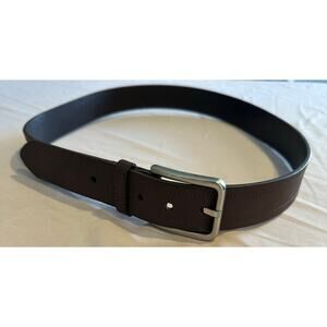 ABE Men’s Brown Genuine Leather Silver Buckle Belt 38” western business career